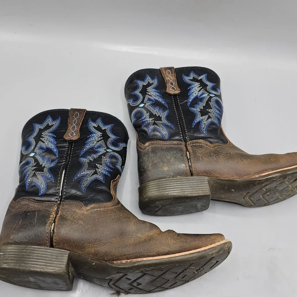 Ariat Tombstone Boots Youth 5 Western Cowboy Pull On Mid-Calf Leather Multicolor